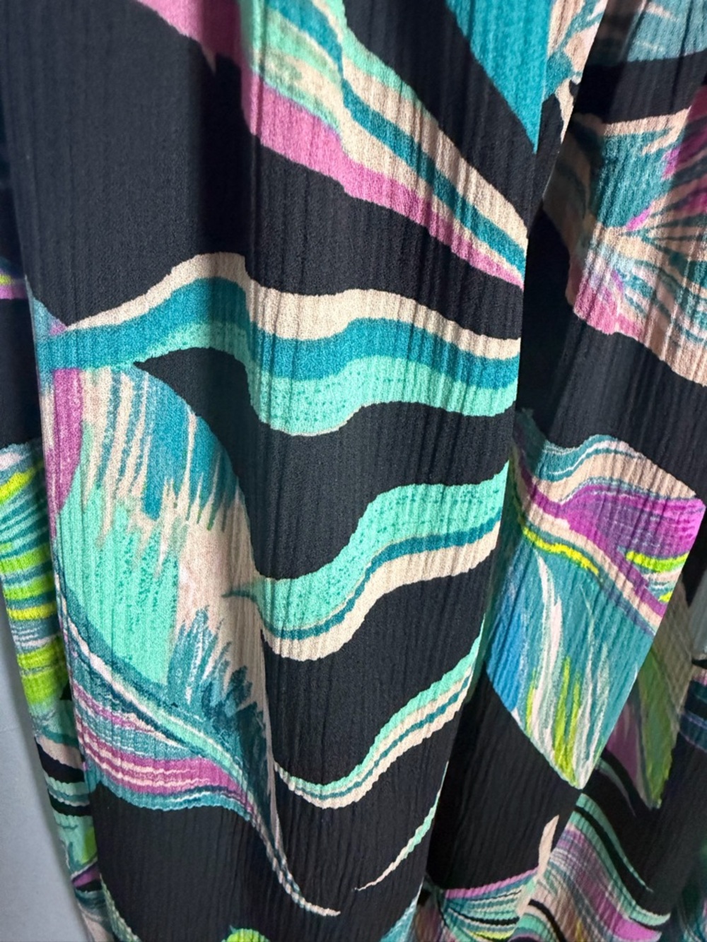 torrid 0 Black Green Strapless Tropical Leaf  Pantsuit flowy XL - Picture 5 of 8